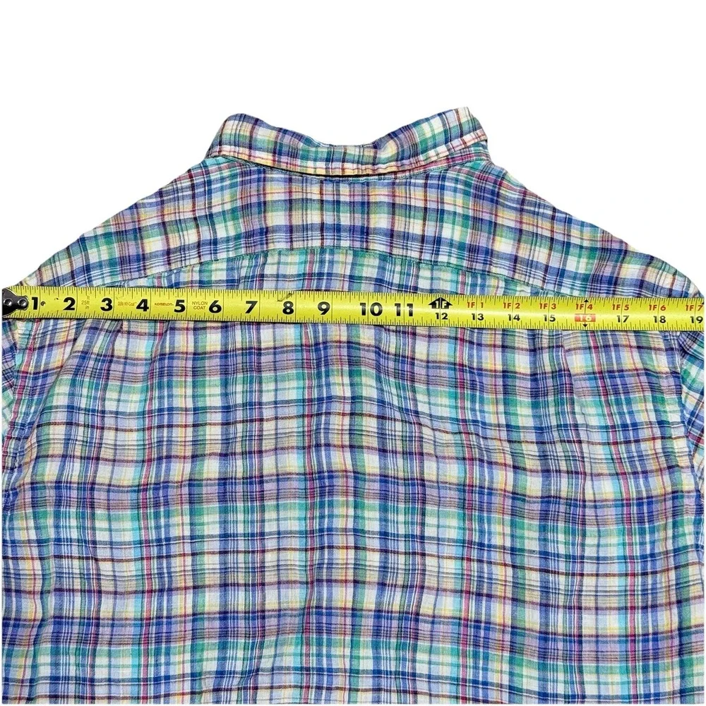 Polo Ralph Lauren Classic Fit 100% Linen Plaid Shirt Mens Xl